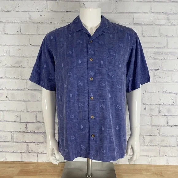 Tommy Bahama Shirt Men's Small 100% Silk Camp Shirt Pass Line Hawaiian Gambling - Picture 2 of 12